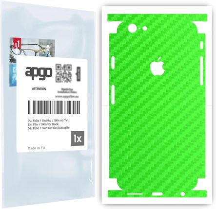 Folia naklejka skórka strukturalna na TYŁ+BOKI do Apple iPhone 6 -  Carbon Zielony - apgo SKINS