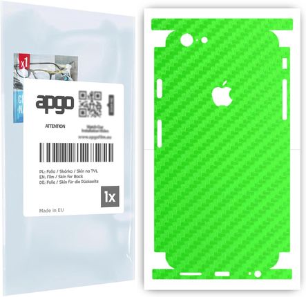 Folia naklejka skórka strukturalna na TYŁ+BOKI do Apple iPhone 6s -  Carbon Zielony - apgo SKINS