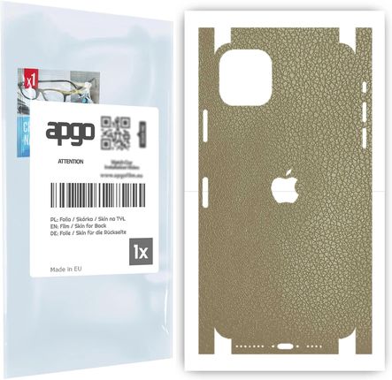 Folia naklejka skórka strukturalna na TYŁ+BOKI do Apple iPhone 11 Pro Max -  Skóra Beżowa - apgo SKINS