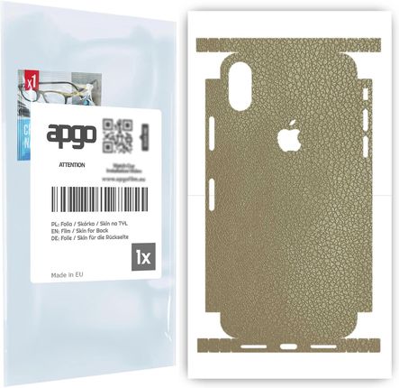 Folia naklejka skórka strukturalna na TYŁ+BOKI do Apple iPhone X -  Skóra Beżowa - apgo SKINS