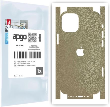 Folia naklejka skórka strukturalna na TYŁ+BOKI do Apple iPhone 12 mini -  Skóra Beżowa - apgo SKINS
