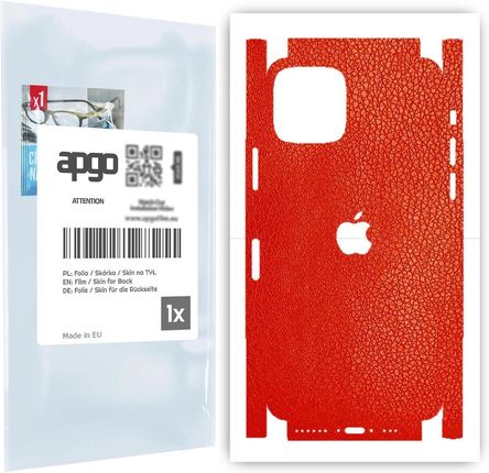 Folia naklejka skórka strukturalna na TYŁ+BOKI do Apple iPhone 11 Pro -  Skóra Czerwona - apgo SKINS