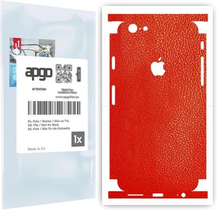 Folia naklejka skórka strukturalna na TYŁ+BOKI do Apple iPhone 6 -  Skóra Czerwona - apgo SKINS