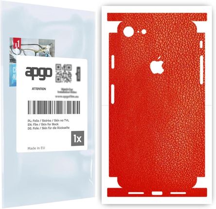 Folia naklejka skórka strukturalna na TYŁ+BOKI do Apple iPhone 7 -  Skóra Czerwona - apgo SKINS