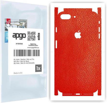 Folia naklejka skórka strukturalna na TYŁ+BOKI do Apple iPhone 8 Plus -  Skóra Czerwona - apgo SKINS