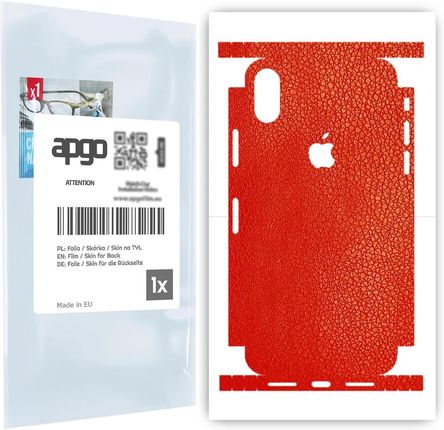 Folia naklejka skórka strukturalna na TYŁ+BOKI do Apple iPhone X -  Skóra Czerwona - apgo SKINS