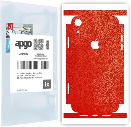 Folia naklejka skórka strukturalna na TYŁ+BOKI do Apple iPhone XR -  Skóra Czerwona - apgo SKINS