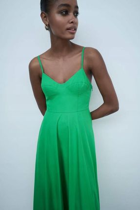 Sukienka Zara Poplin Dress maxi zielona dekolt r L - Ceny i opinie -  Ceneo.pl