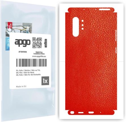 Folia naklejka skórka strukturalna na TYŁ+BOKI do Samsung Galaxy Note 10+ -  Skóra Czerwona - apgo SKINS