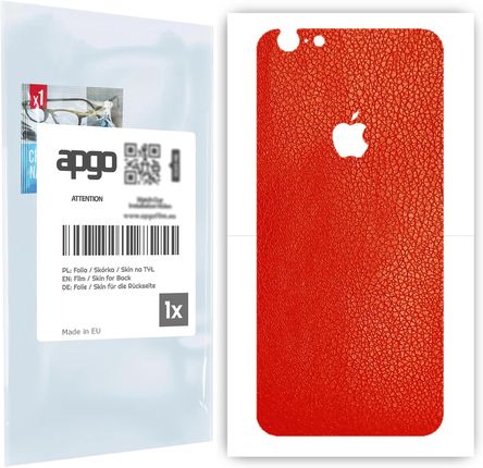 Folia naklejka skórka strukturalna na TYŁ do Apple iPhone 6 Plus -  Skóra Czerwona - apgo SKINS