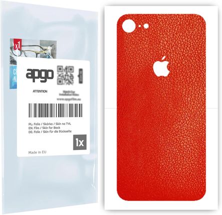 Folia naklejka skórka strukturalna na TYŁ do Apple iPhone 8 -  Skóra Czerwona - apgo SKINS