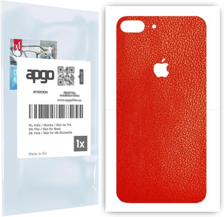 Folia naklejka skórka strukturalna na TYŁ do Apple iPhone 8 Plus -  Skóra Czerwona - apgo SKINS