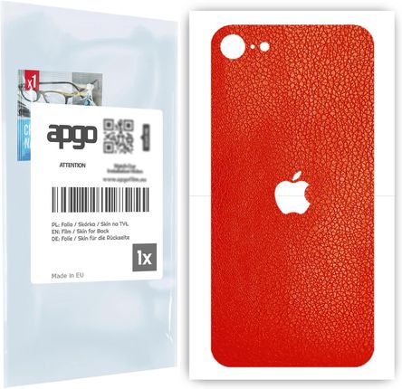 Folia naklejka skórka strukturalna na TYŁ do Apple iPhone SE (2020) -  Skóra Czerwona - apgo SKINS