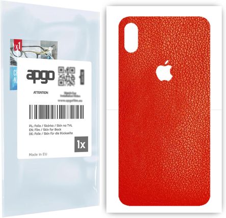Folia naklejka skórka strukturalna na TYŁ do Apple iPhone XS Max -  Skóra Czerwona - apgo SKINS
