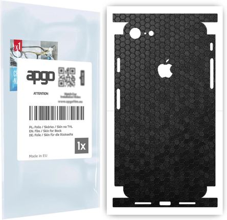 Folia naklejka skórka strukturalna na TYŁ+BOKI do Apple iPhone 7 -  Plaster Miodu Czarny - apgo SKINS