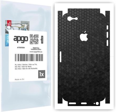 Folia naklejka skórka strukturalna na TYŁ+BOKI do Apple iPhone SE (2016 pierwszy model) -  Plaster Miodu Czarny - apgo SKINS