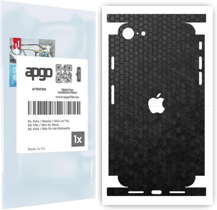 Folia naklejka skórka strukturalna na TYŁ+BOKI do Apple iPhone SE (2020) -  Plaster Miodu Czarny - apgo SKINS