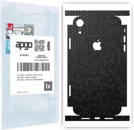 Folia naklejka skórka strukturalna na TYŁ+BOKI do Apple iPhone XR -  Plaster Miodu Czarny - apgo SKINS