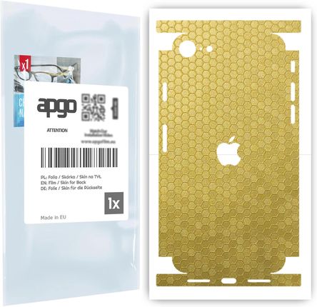 Folia naklejka skórka strukturalna na TYŁ+BOKI do Apple iPhone SE (2020) -  Plaster Miodu Złoty - apgo SKINS