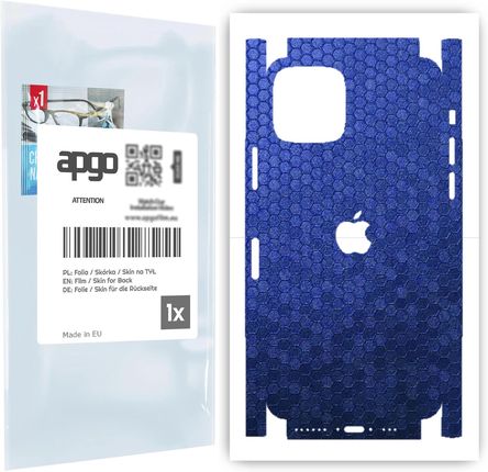 Folia naklejka skórka strukturalna na TYŁ+BOKI do Apple iPhone 11 Pro -  Plaster Miodu Niebieski - apgo SKINS