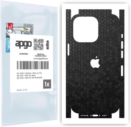 Folia naklejka skórka strukturalna na TYŁ+BOKI do Apple iPhone 13 Pro -  Plaster Miodu Czarny - apgo SKINS