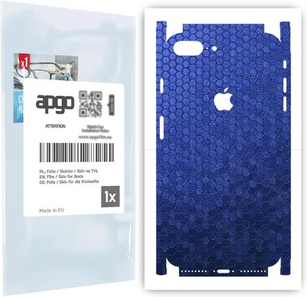 Folia naklejka skórka strukturalna na TYŁ+BOKI do Apple iPhone 8 Plus -  Plaster Miodu Niebieski - apgo SKINS
