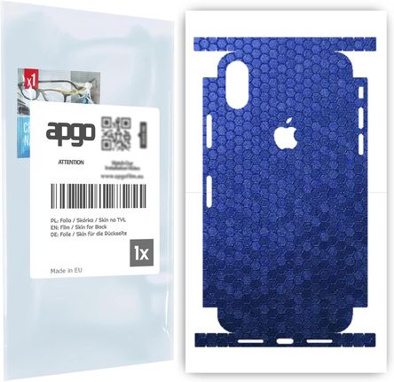 Folia naklejka skórka strukturalna na TYŁ+BOKI do Apple iPhone X -  Plaster Miodu Niebieski - apgo SKINS