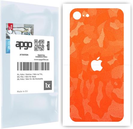 Folia naklejka skórka strukturalna na TYŁ do Apple iPhone SE (2020) -  Moro | Camo Pomarańczowy - apgo SKINS