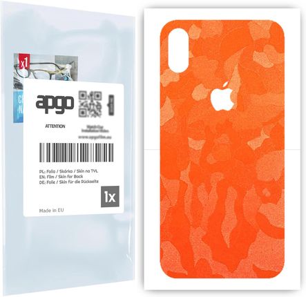 Folia naklejka skórka strukturalna na TYŁ do Apple iPhone X -  Moro | Camo Pomarańczowy - apgo SKINS