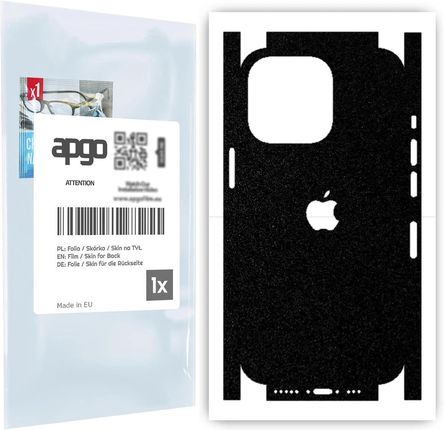 Folia naklejka skórka strukturalna na TYŁ+BOKI do Apple iPhone 13 Pro -  Czarny Pastel Matowy Chropowaty Baranek - apgo SKINS