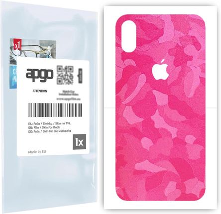Folia naklejka skórka strukturalna na TYŁ do Apple iPhone X -  Moro | Camo Różowy - apgo SKINS