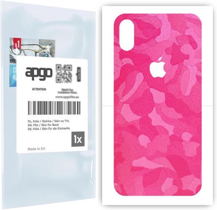 Folia naklejka skórka strukturalna na TYŁ do Apple iPhone XS -  Moro | Camo Różowy - apgo SKINS