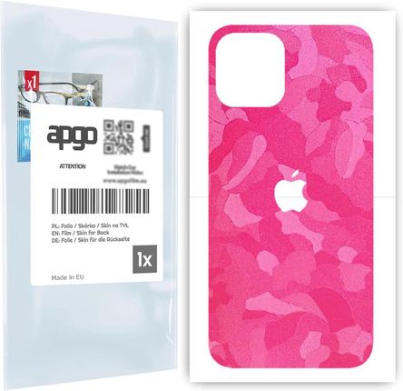 Folia naklejka skórka strukturalna na TYŁ do Apple iPhone 12 Pro -  Moro | Camo Różowy - apgo SKINS