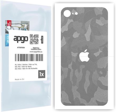 Folia naklejka skórka strukturalna na TYŁ do Apple iPhone SE (2020) -  Moro | Camo Srebrny - apgo SKINS