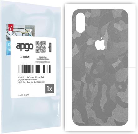 Folia naklejka skórka strukturalna na TYŁ do Apple iPhone X -  Moro | Camo Srebrny - apgo SKINS