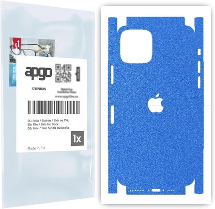 Folia naklejka skórka strukturalna na TYŁ+BOKI do Apple iPhone 11 Pro -  Niebieski Pastel Matowy Chropowaty Baranek - apgo SKINS
