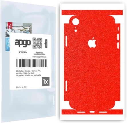 Folia naklejka skórka strukturalna na TYŁ+BOKI do Apple iPhone XR -  Czerwony Pastel Matowy Chropowaty Baranek - apgo SKINS