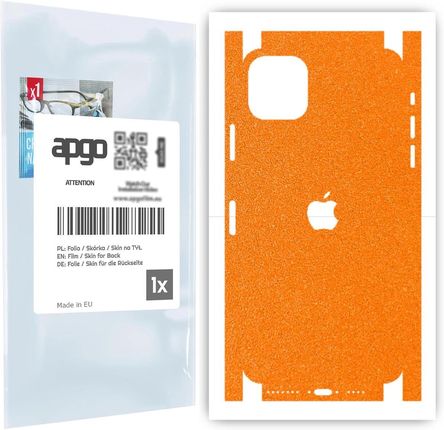 Folia naklejka skórka strukturalna na TYŁ+BOKI do Apple iPhone 11 Pro Max -  Pomarańczowy Pastel Matowy Chropowaty Baranek - apgo SKINS