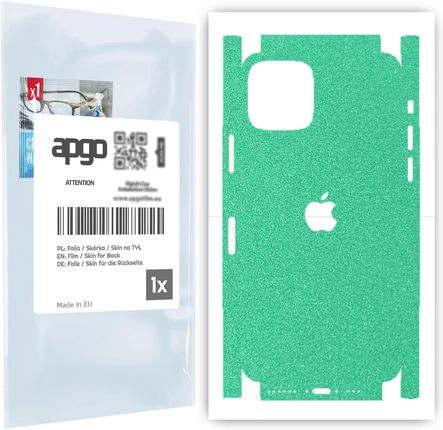 Folia naklejka skórka strukturalna na TYŁ+BOKI do Apple iPhone 11 Pro -  Seledynowy Pastel Matowy Chropowaty Baranek - apgo SKINS