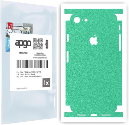 Folia naklejka skórka strukturalna na TYŁ+BOKI do Apple iPhone 8 -  Seledynowy Pastel Matowy Chropowaty Baranek - apgo SKINS