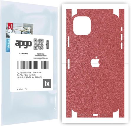 Folia naklejka skórka strukturalna na TYŁ+BOKI do Apple iPhone 11 Pro Max -  Różowy Pastel Matowy Chropowaty Baranek - apgo SKINS