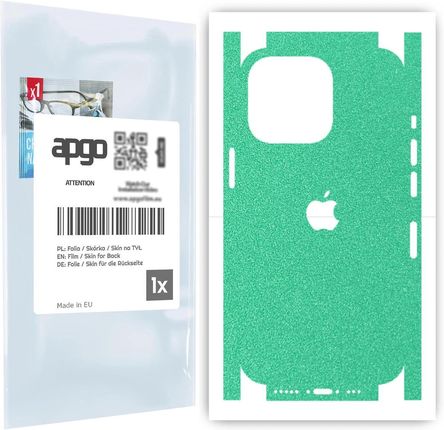 Folia naklejka skórka strukturalna na TYŁ+BOKI do Apple iPhone 13 Pro -  Seledynowy Pastel Matowy Chropowaty Baranek - apgo SKINS
