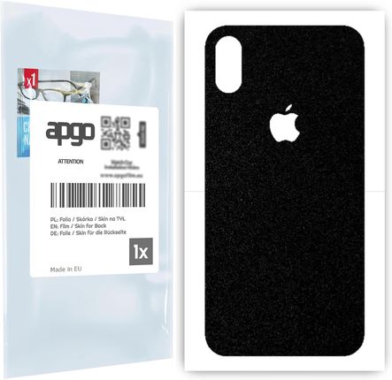 Folia naklejka skórka strukturalna na TYŁ do Apple iPhone X -  Czarny Pastel Matowy Chropowaty Baranek - apgo SKINS