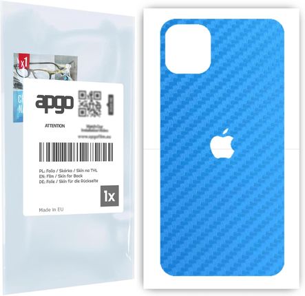 Folia naklejka skórka strukturalna na TYŁ do Apple iPhone 11 Pro Max -  Carbon Niebieski - apgo SKINS