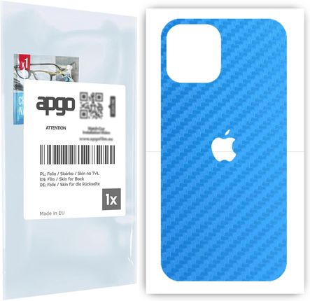 Folia naklejka skórka strukturalna na TYŁ do Apple iPhone 12 Pro Max -  Carbon Niebieski - apgo SKINS
