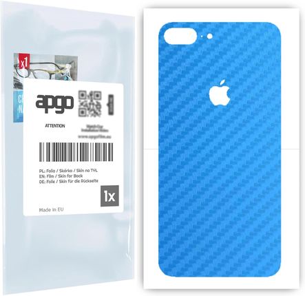Folia naklejka skórka strukturalna na TYŁ do Apple iPhone 8 Plus -  Carbon Niebieski - apgo SKINS