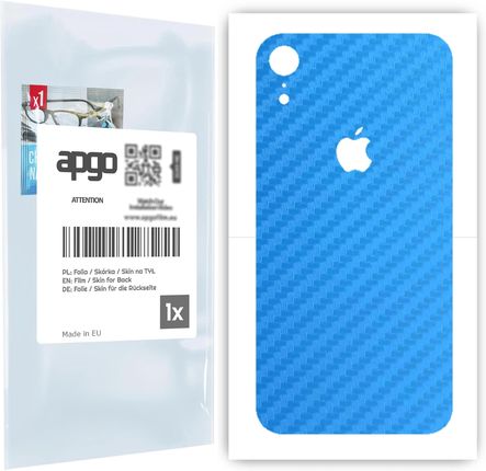 Folia naklejka skórka strukturalna na TYŁ do Apple iPhone XR -  Carbon Niebieski - apgo SKINS