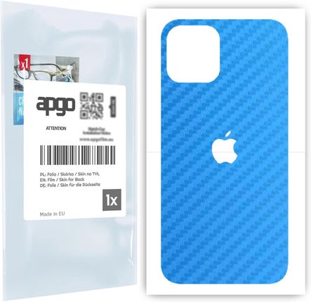 Folia naklejka skórka strukturalna na TYŁ do Apple iPhone 12 Pro -  Carbon Niebieski - apgo SKINS