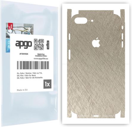 Folia naklejka skórka strukturalna na TYŁ+BOKI do Apple iPhone 8 Plus -  Tytan Srebrny - apgo SKINS