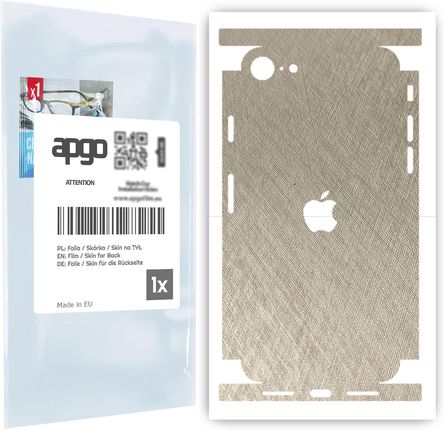 Folia naklejka skórka strukturalna na TYŁ+BOKI do Apple iPhone SE (2020) -  Tytan Srebrny - apgo SKINS